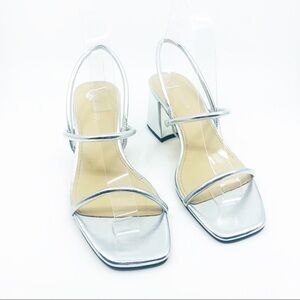 🔥 Marc Fisher Galvan silver leather sandals 7.5 NWOB